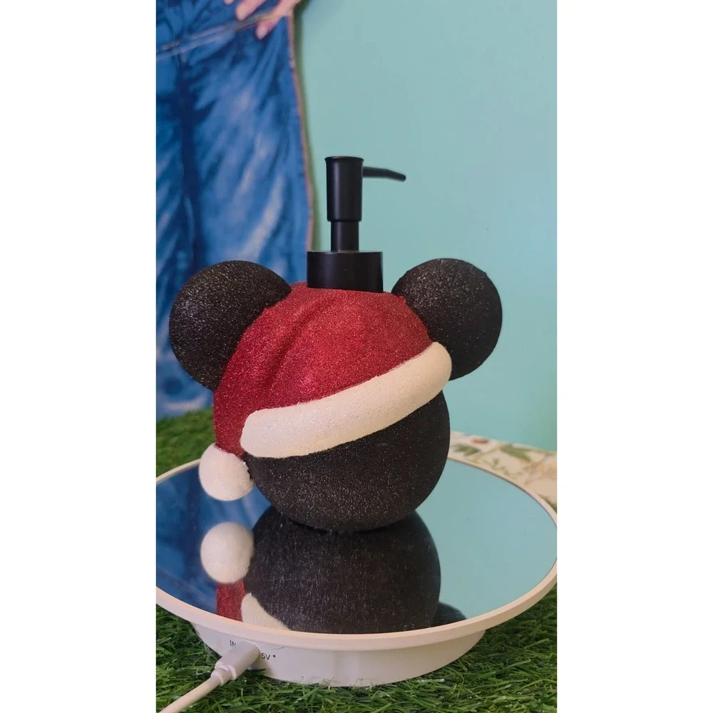 Disney Mickey Mouse Santa Hat Glitter 3D Soap Dispenser